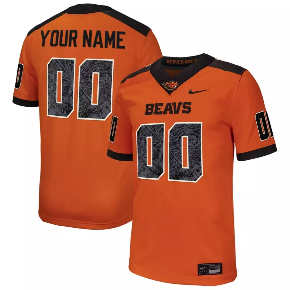 Custom Oregon State Beavers Jersey Orange Men Replica Black Game