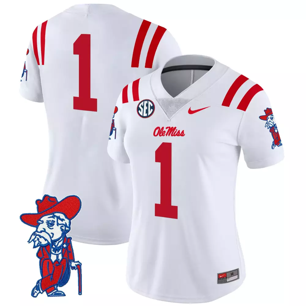 Custom Ole Miss Rebels Jersey White Women Stitched Red Vapor All Embroidered Limited