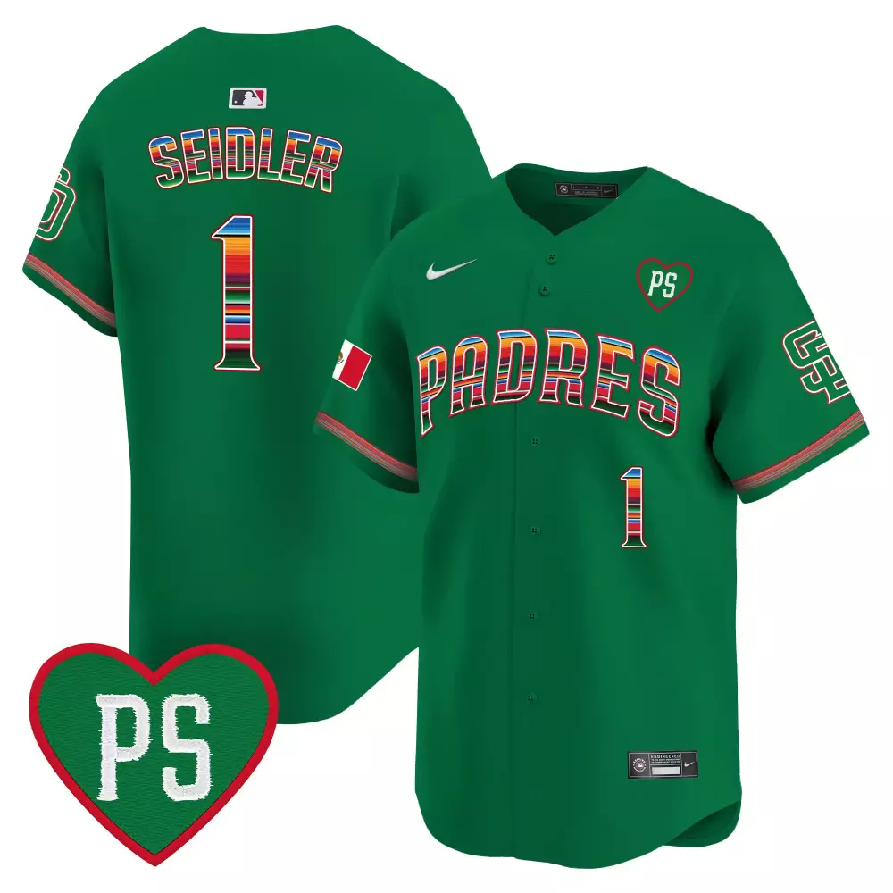 Peter Seidler 1 San Diego Padres Jersey Green City Connect Mexico Flag Men Authentic