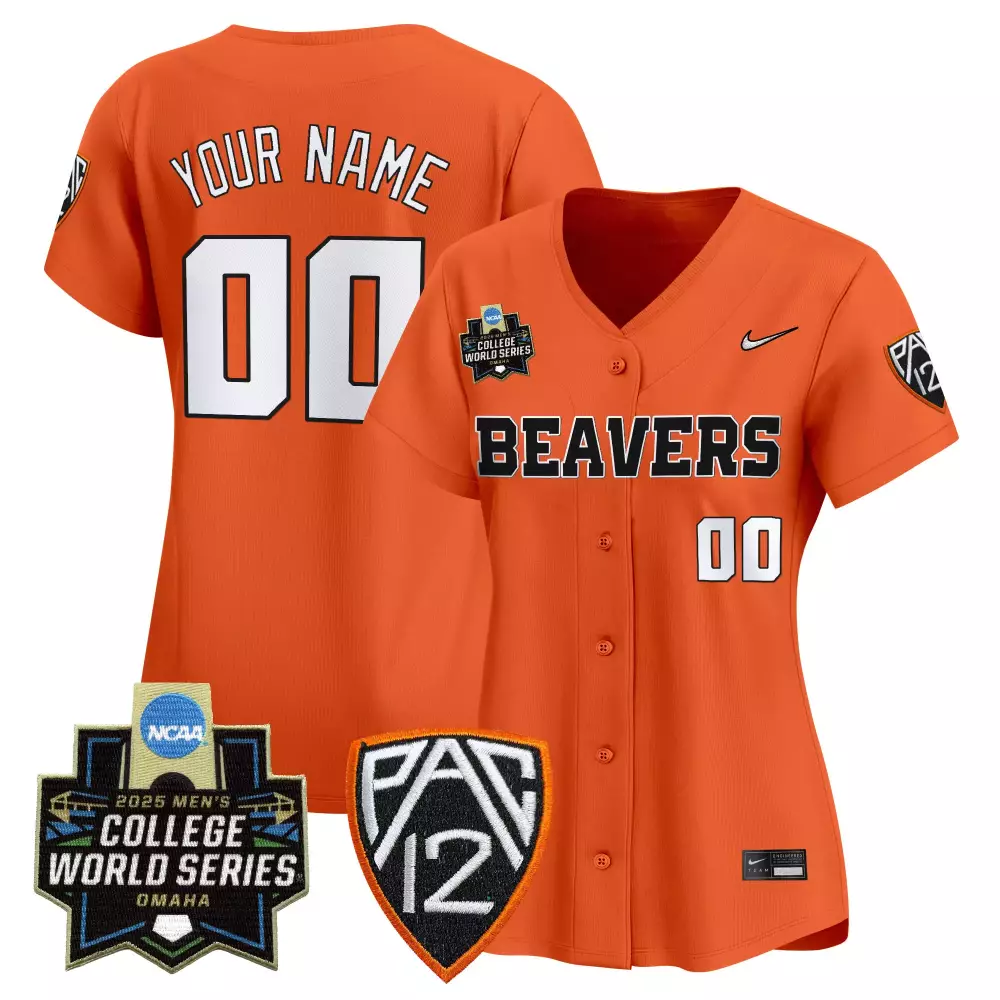 Custom Oregon State Beavers Jersey Orange 2025 Men's College World Series Women Authentic