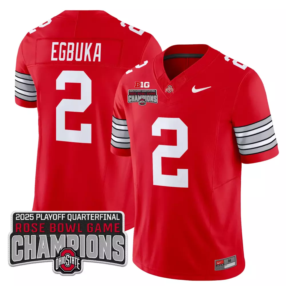 Emeka Egbuka 2 Jersey Red Ohio State Buckeyes Men Stitched Gray White Vapor