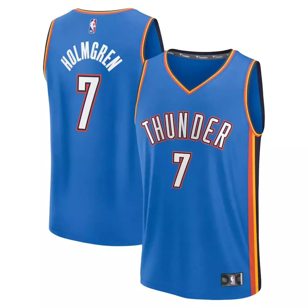 Chet Holmgren 7 Jersey Blue Oklahoma City Thunder Men Replica Orange Yellow Black