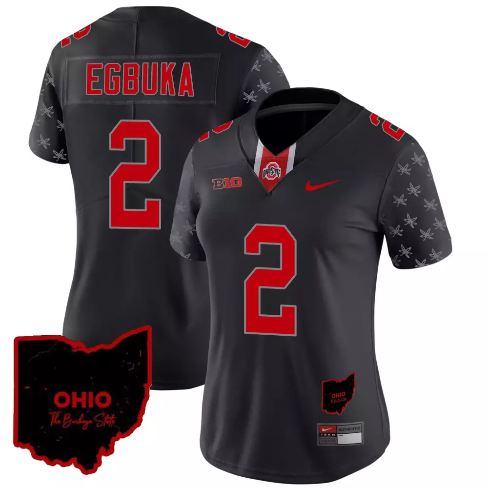 Emeka Egbuka 2 Jersey Black Gothic Sin City Ohio State Buckeyes Women Authentic Custom Design
