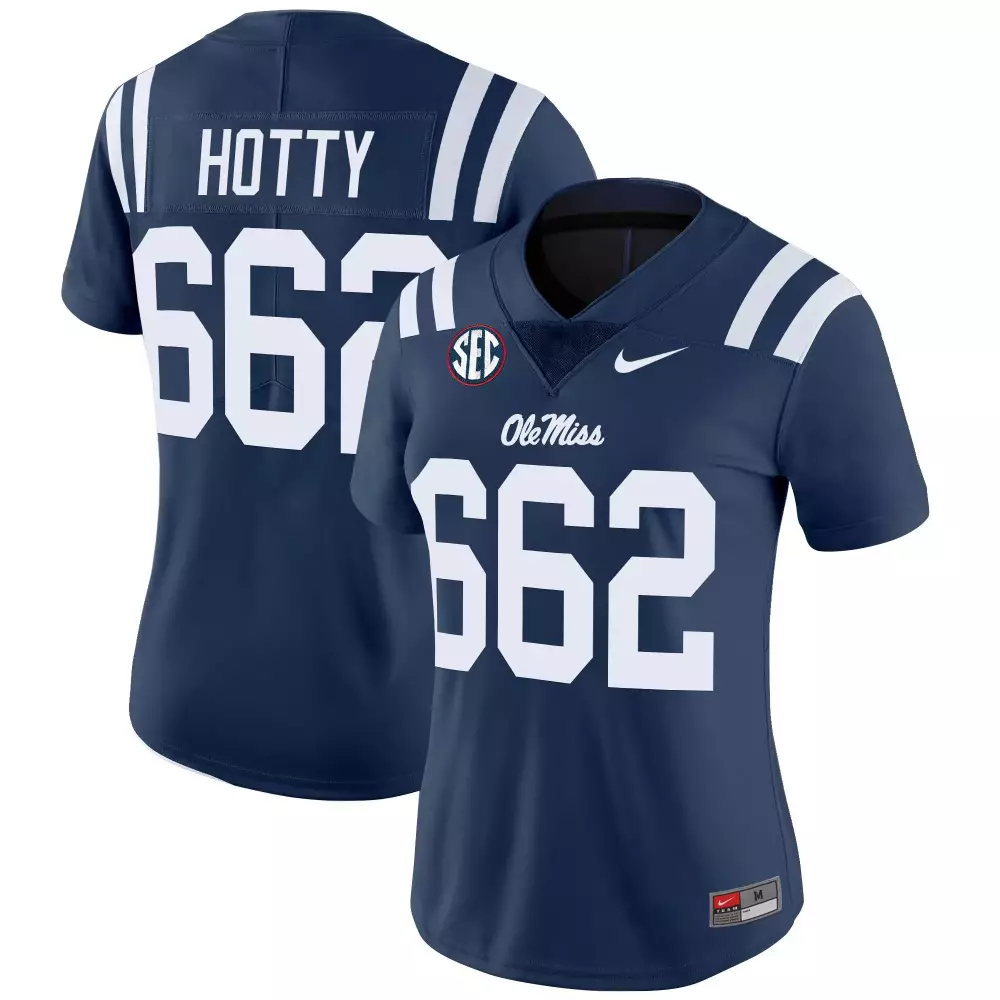 Hotty Rebels Ole Miss Jersey Navy Blue Women Replica White Vapor All Stitched