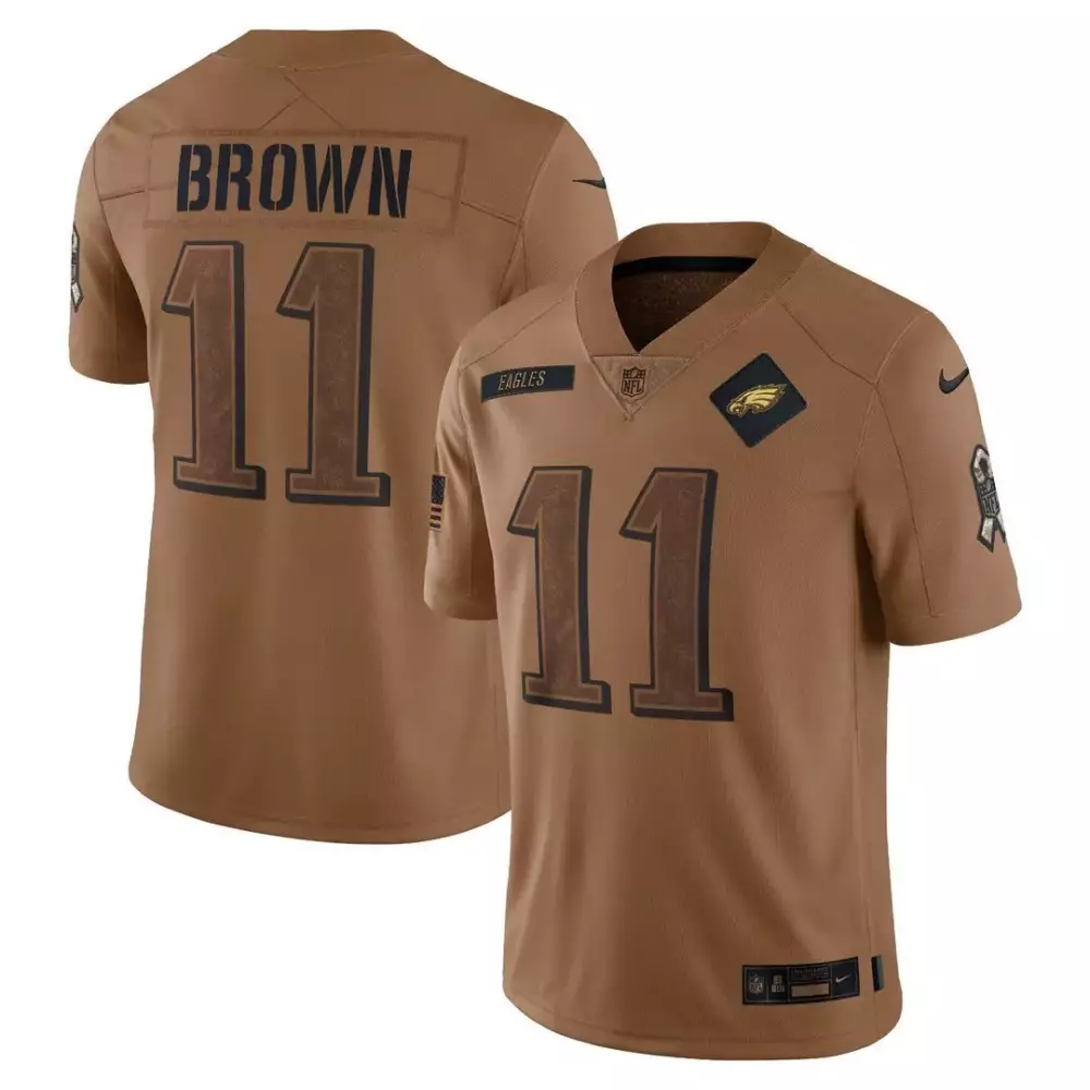 Brown 11 Eagles Jersey Nike NFL Salute To Service Philadelphia American Flag Men