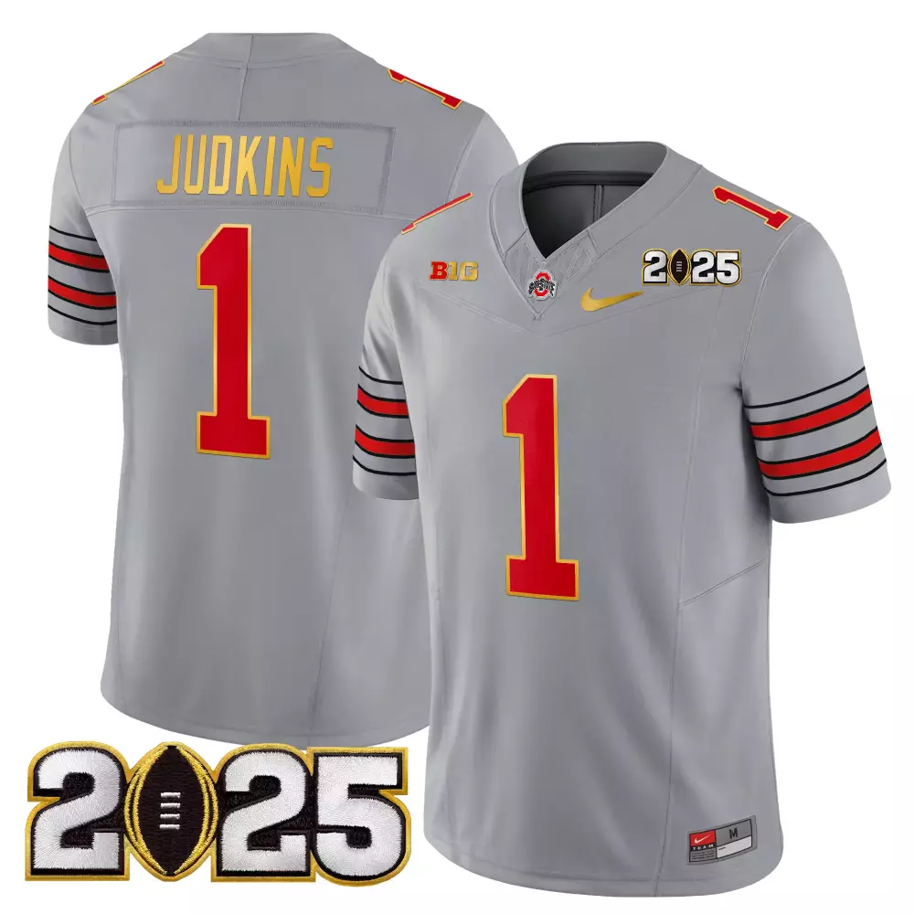 Judkins Rose 1 Jersey Gray 2025 Football Championship Ohio State Buckeyes Big Ten