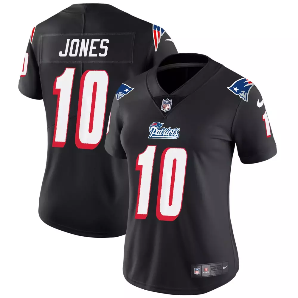 Mack Hollins 10 Jersey Black Gothic Sin City New England Patriots Women Authentic