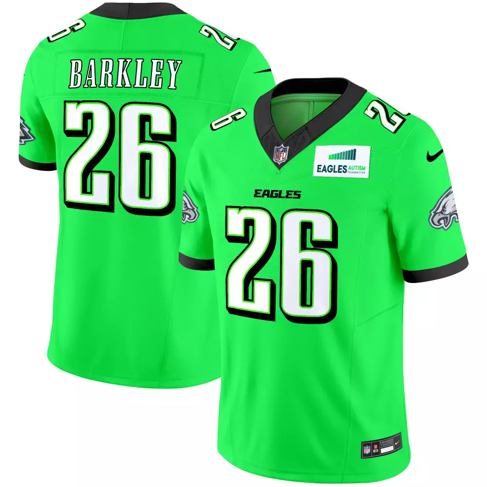 Barkley Autism 26 Eagles Jersey Bright Green Awareness Foundation 2023 Men Standard