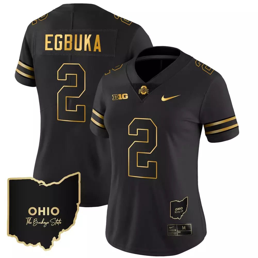 Emeka Egbuka 2 Jersey Black The Buckeye State Ohio Buckeyes Women Stitched Gold Vapor