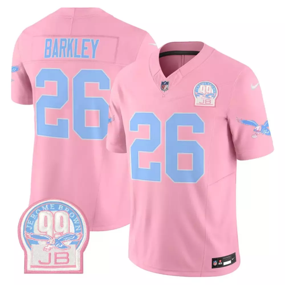 Saquon Barkley 26 Eagles Jersey Pink Breast Cancer Awareness Jerome Brown 99 Jb Philadelphia