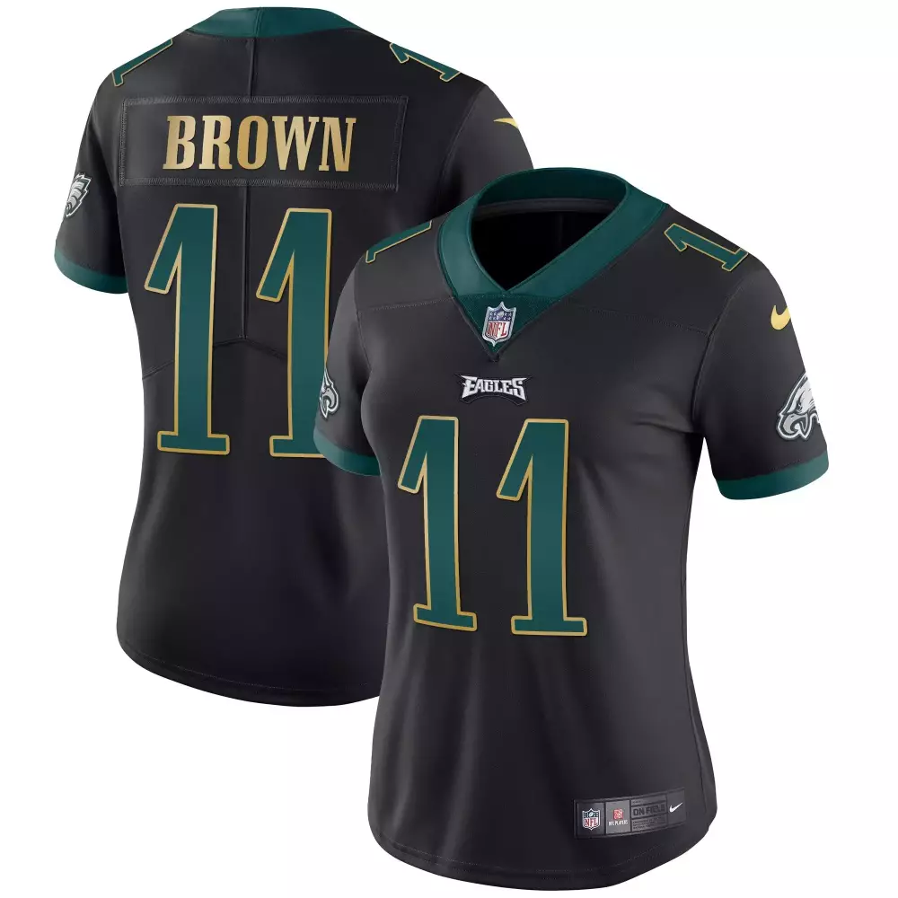 Brown 11 Eagles Jersey Black Men Standard Green Gold All Stitched Vapor