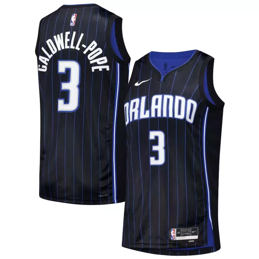 Kentavious Caldwell 3 Jersey Black Orlando Magic Men Authentic Blue White Unisex