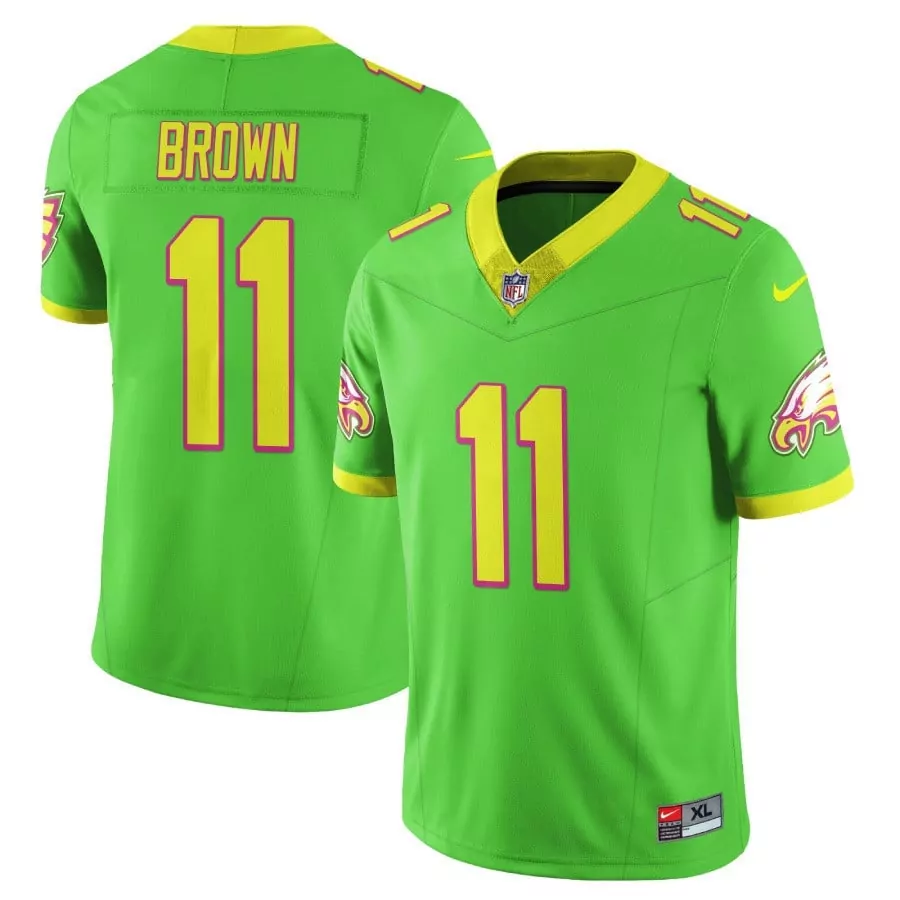 Brown 11 Philadelphia Eagles Jersey Lime Green Wings Men Alternate Yellow Pink Vapor