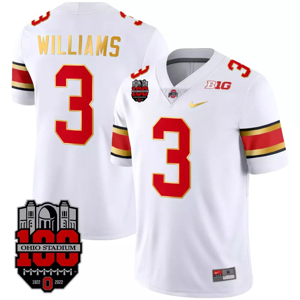 Miyan Williams 3 Jersey White 100th Anniversary Ohio Stadium State Buckeyes 100 1922-2022 Big Ten Championship 2022
