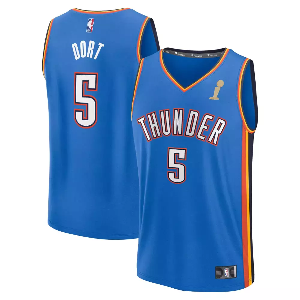 Luguentz Dort 5 Jersey Blue Oklahoma City Thunder Men Stitched Alternate Orange Yellow
