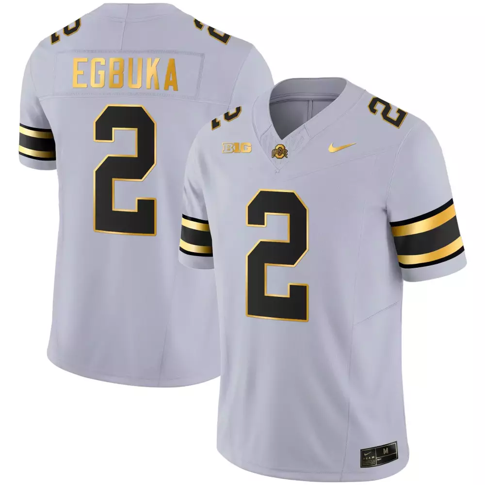 Emeka Egbuka 2 Jersey White Ohio State Buckeyes Men Authentic Alternate Black Gold