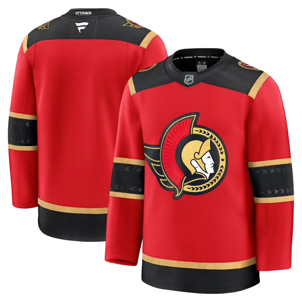 Custom Ottawa Senators Jersey Red Men Authentic Black Gold Alternate