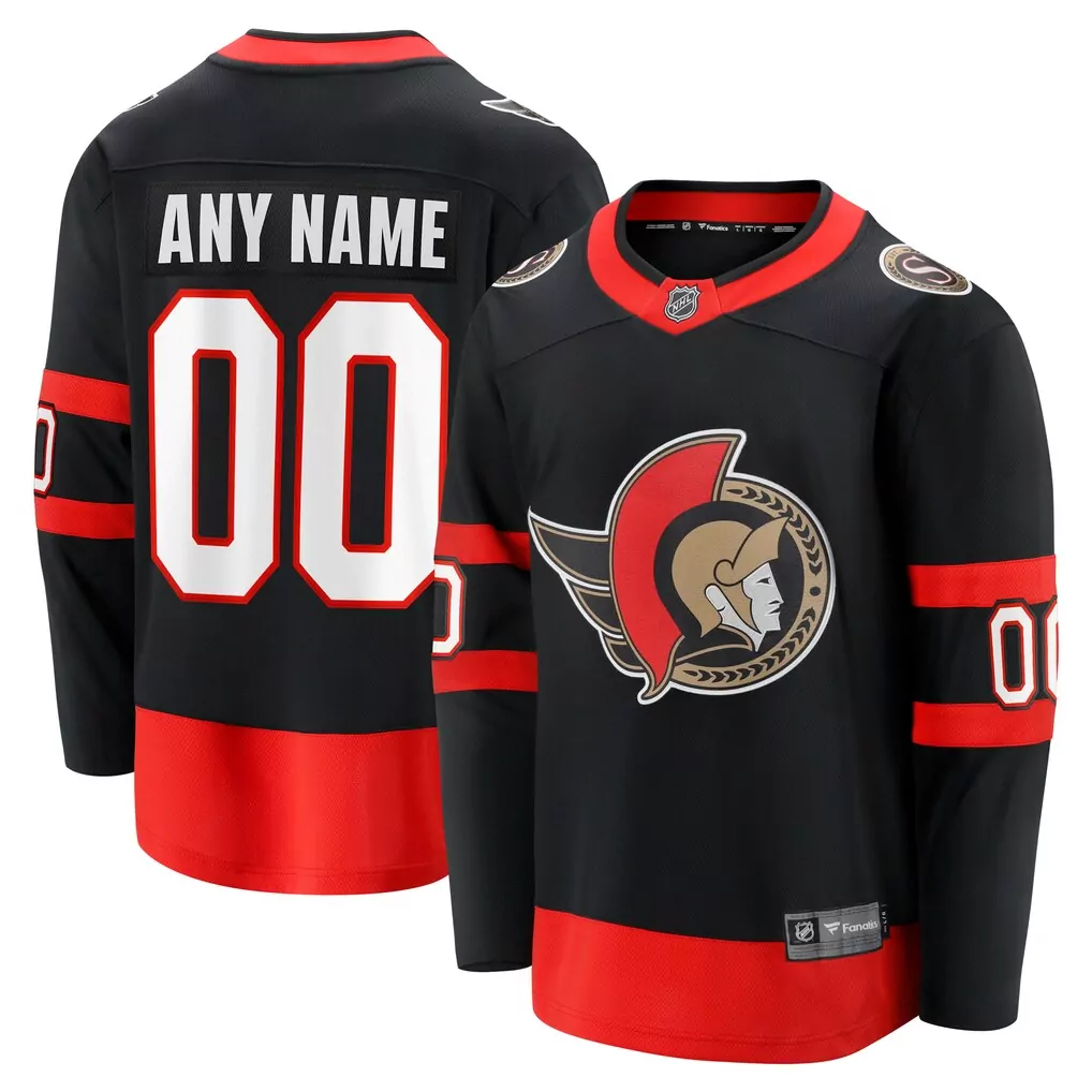 Custom Ottawa Senators Jersey Black Men Authentic Red White Home Breakaway
