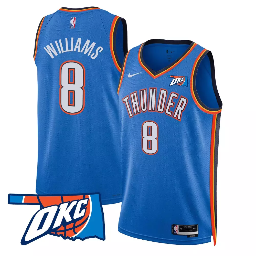 Jalen Williams 8 Jersey Blue Okc Oklahoma City Thunder Men Authentic Orange Black