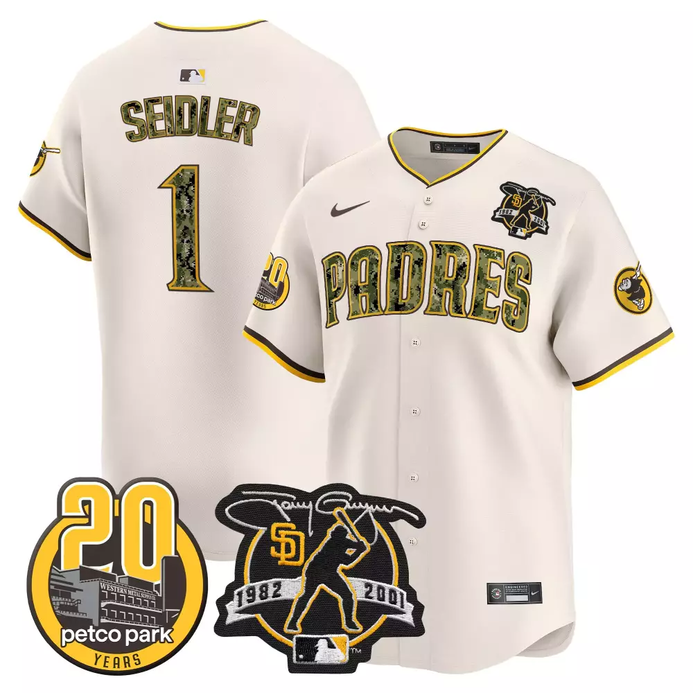 Sedler 1 San Diego Padres Jersey White Petco Park 20th Anniversary 20 Years Tony Gwynn 1982-2001