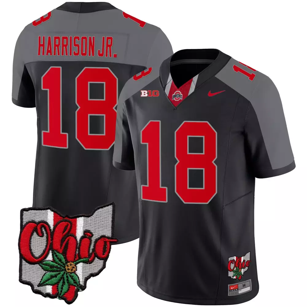 Marvin Harrison 18 Jersey Black Ohio State Buckeyes Men Stitched Alternate Grey Red