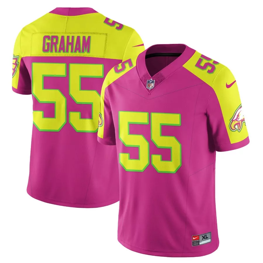 Brandon Graham 55 Jersey Pink Philadelphia Eagles Men Player Alternate Yellow Lime Green