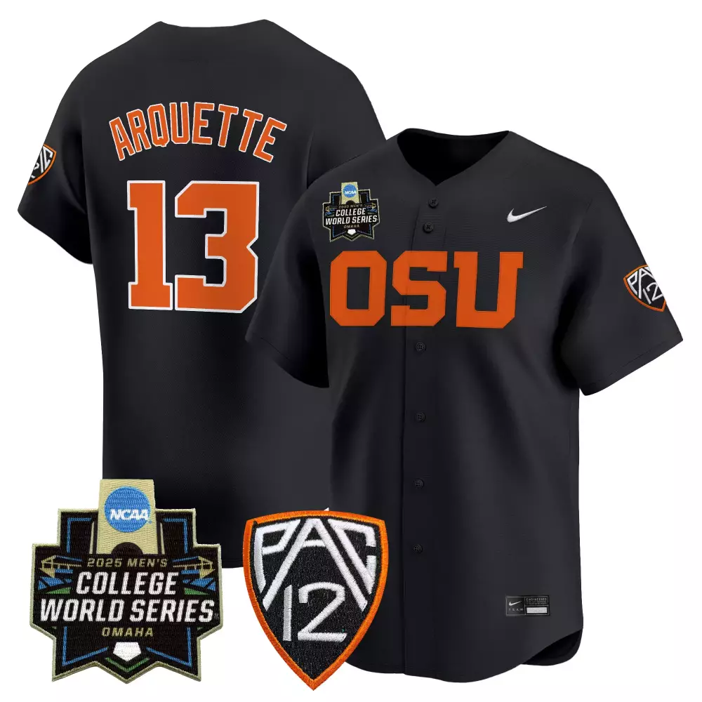 Arquette State 13 Jersey Black College World Series Oregon Beavers 2025 Men Authentic