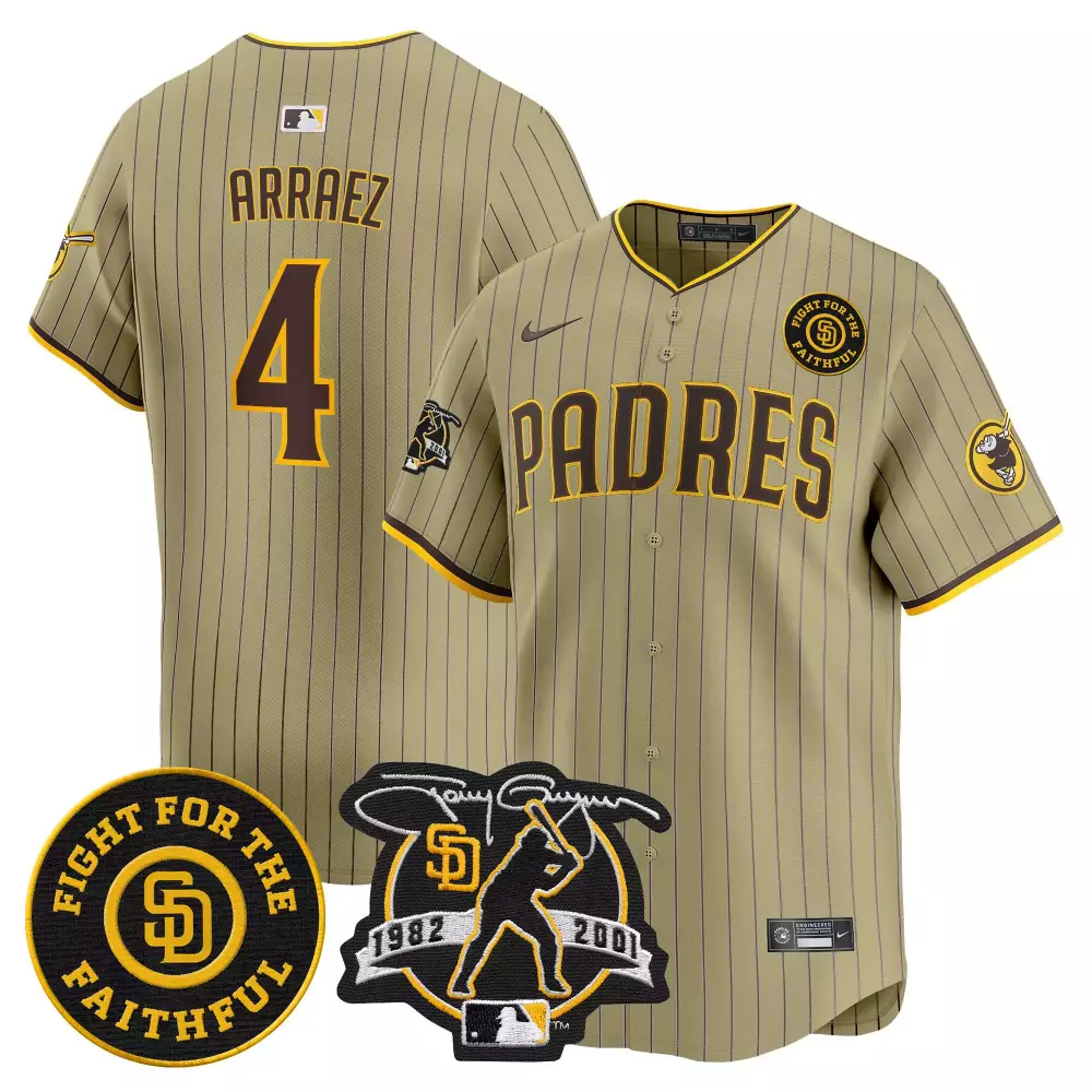 Luis Arraez 4 San Diego Padres Jersey Tan City Connect Fight Faithful Tony Gwynn 1982-2001