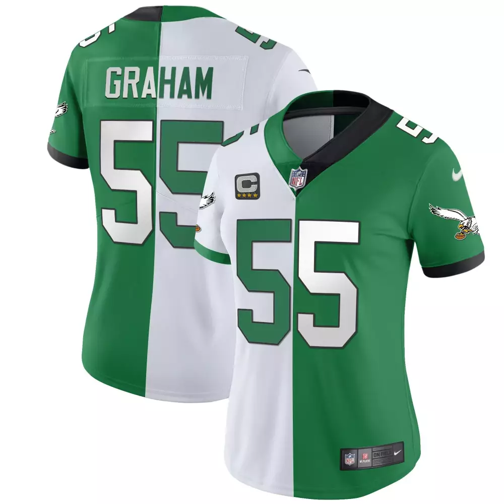 Brandon Graham 55 Eagles Jersey Green Split Design White Vapor Throwback All Stitched