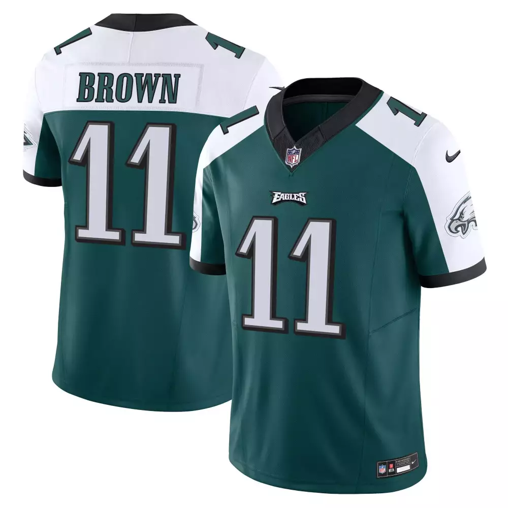 Aj Brown 11 Eagles Jersey Green Men NFL White Black Alternate Vapor Limited All Stitched