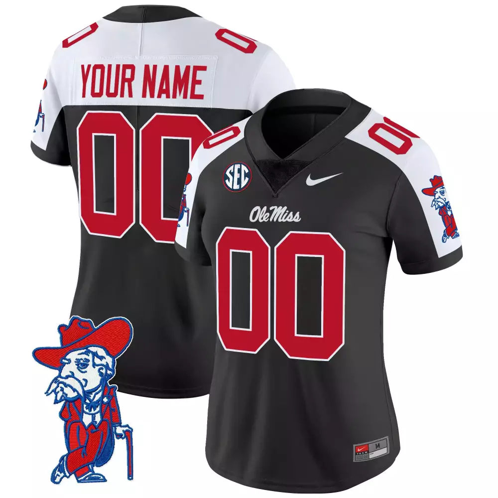 Custom Ole Miss Rebels Jersey Black Women Stitched Red White Vapor Limited