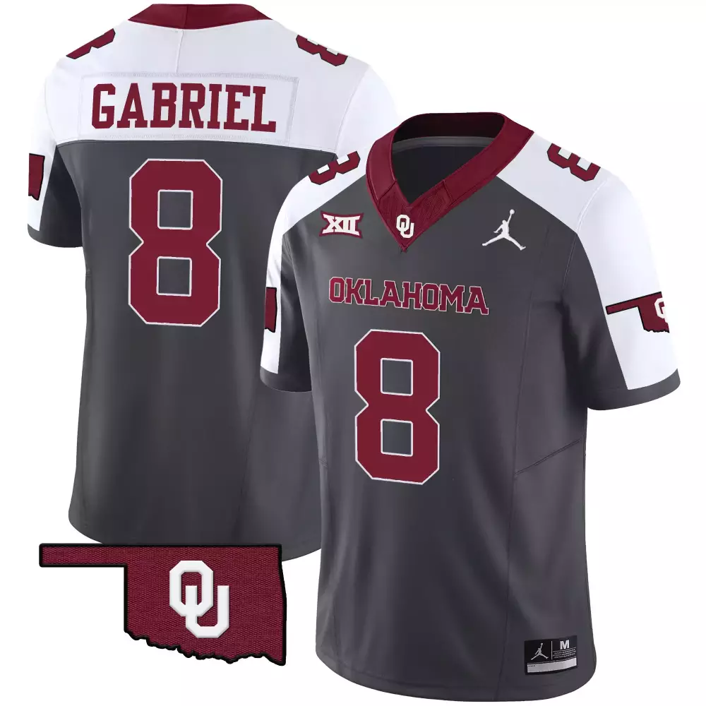 Gabriel Sooners 8 Jersey Grey Jordan Brand Oklahoma Men Limited Alternate White Maroon