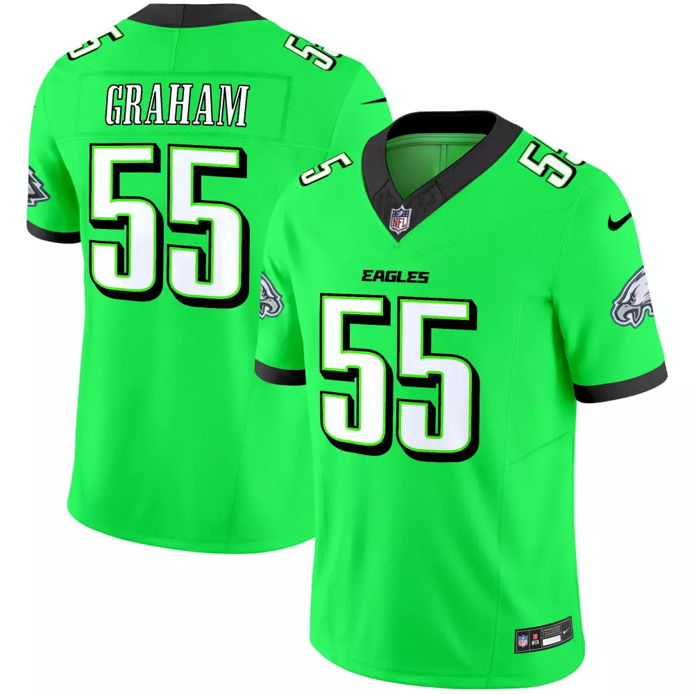 Brandon Graham 55 Eagles Jersey Green Men Black White Vapor Limited All Stitched