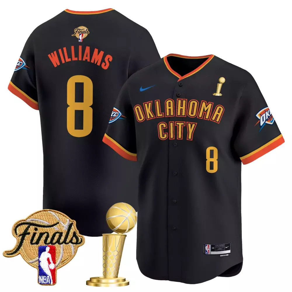 Williams 8 Oklahoma City Thunder Jersey Black NBA Finals Championship Trophy Men