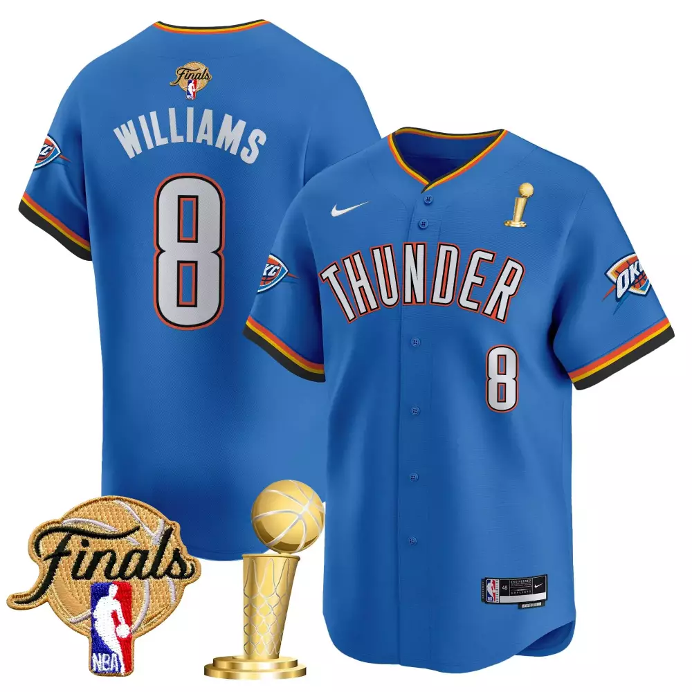 Williams 8 Oklahoma City Thunder Jersey Blue NBA Finals Men Authentic Orange Yellow