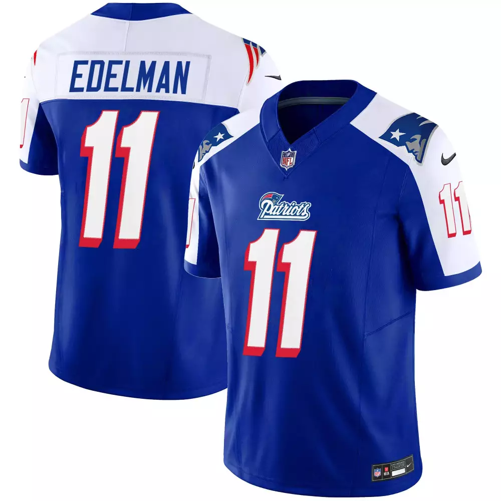 Julian Edelman 11 Jersey Blue New England Patriots Men Stitched White Red Alternate