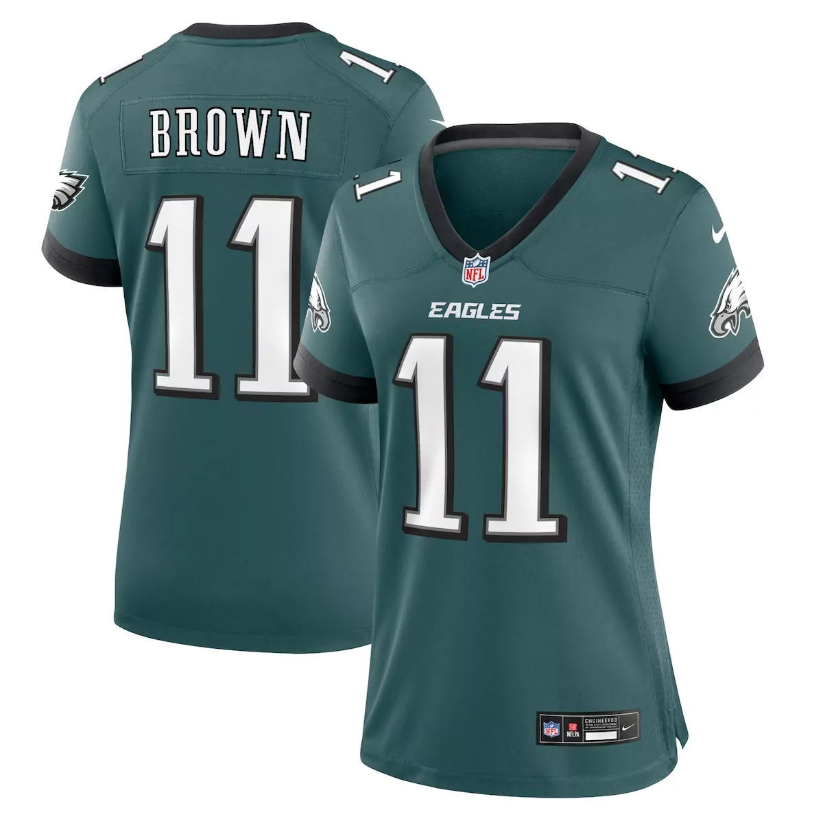 Brown 11 Eagles Jersey Green Women Standard Black White Game