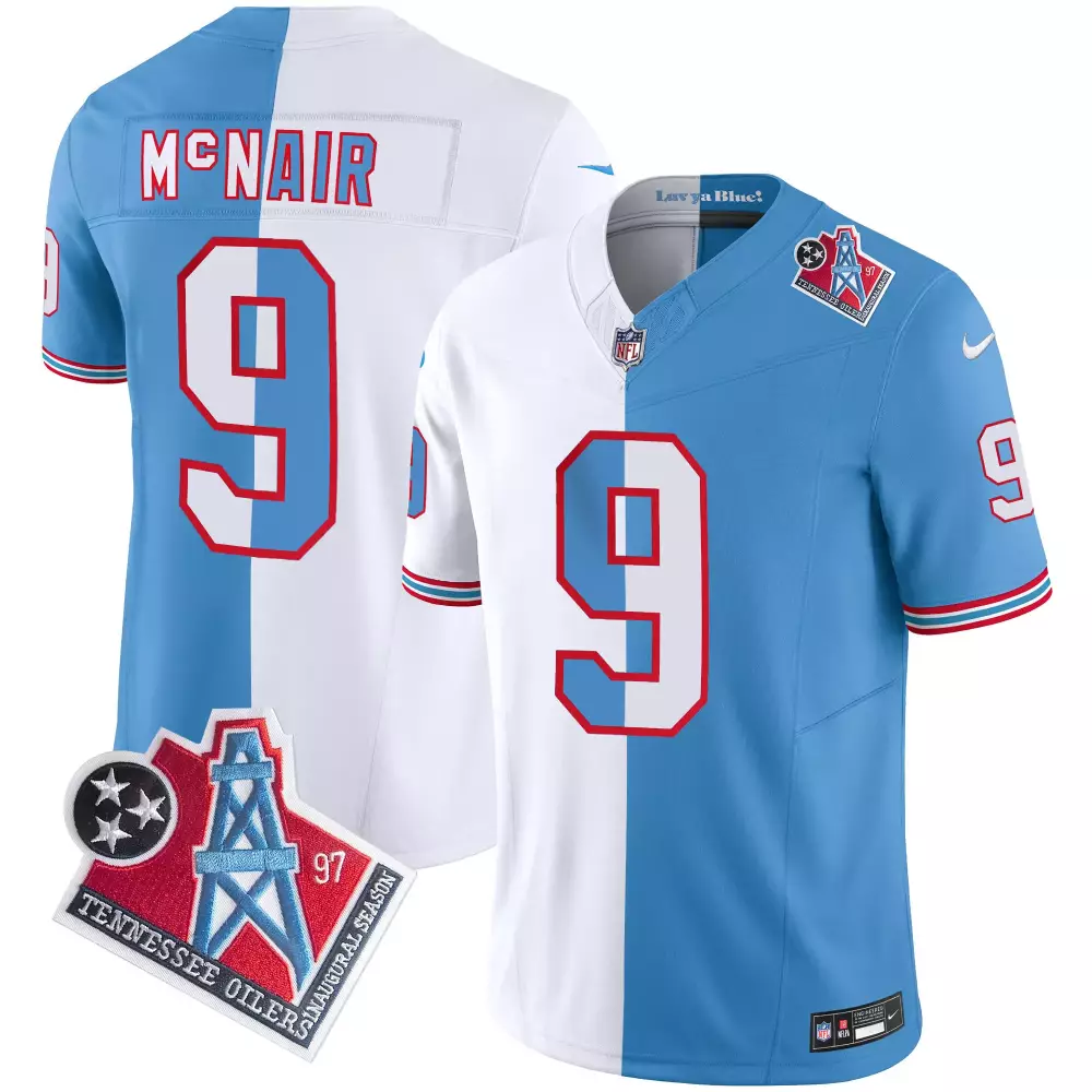 Steve Mcnair 9 Tennessee Titans Jersey Light Blue Oilers Inaugural Season Men Authentic