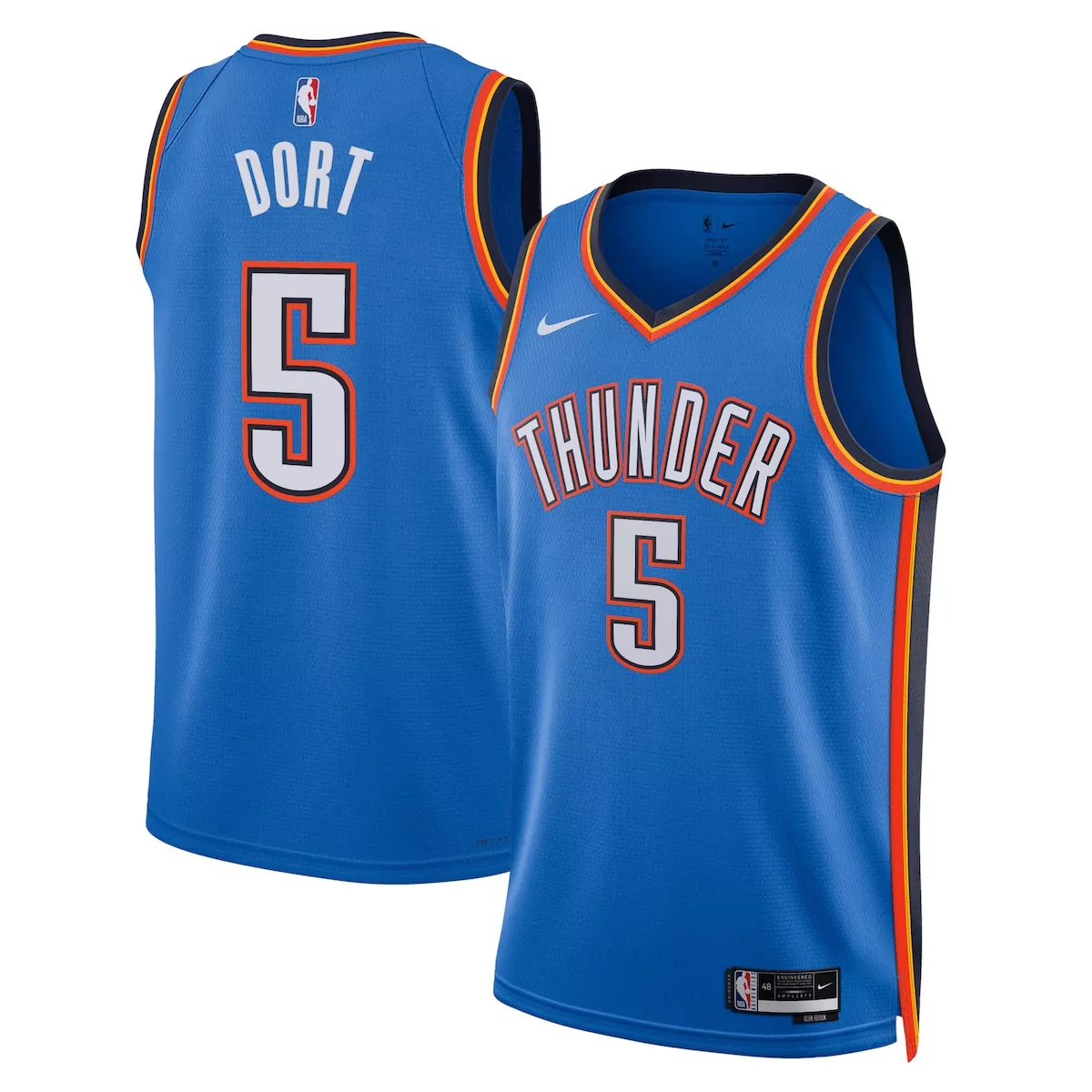 Luguentz Dort 5 Jersey Blue Oklahoma City Thunder Men Authentic Orange Yellow Grey