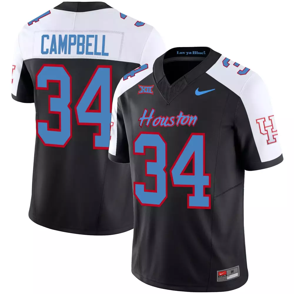 Campbell 34 Houston Cougars Jersey Black Men Authentic Alternate White Light Blue
