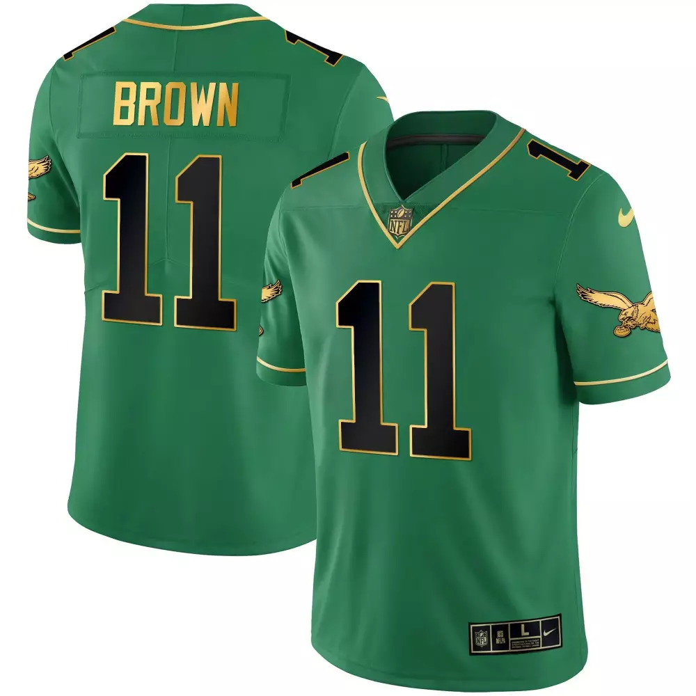 Aj Brown 11 Philadelphia Eagles Jersey Green Midnight Men Alternate Gold Black All