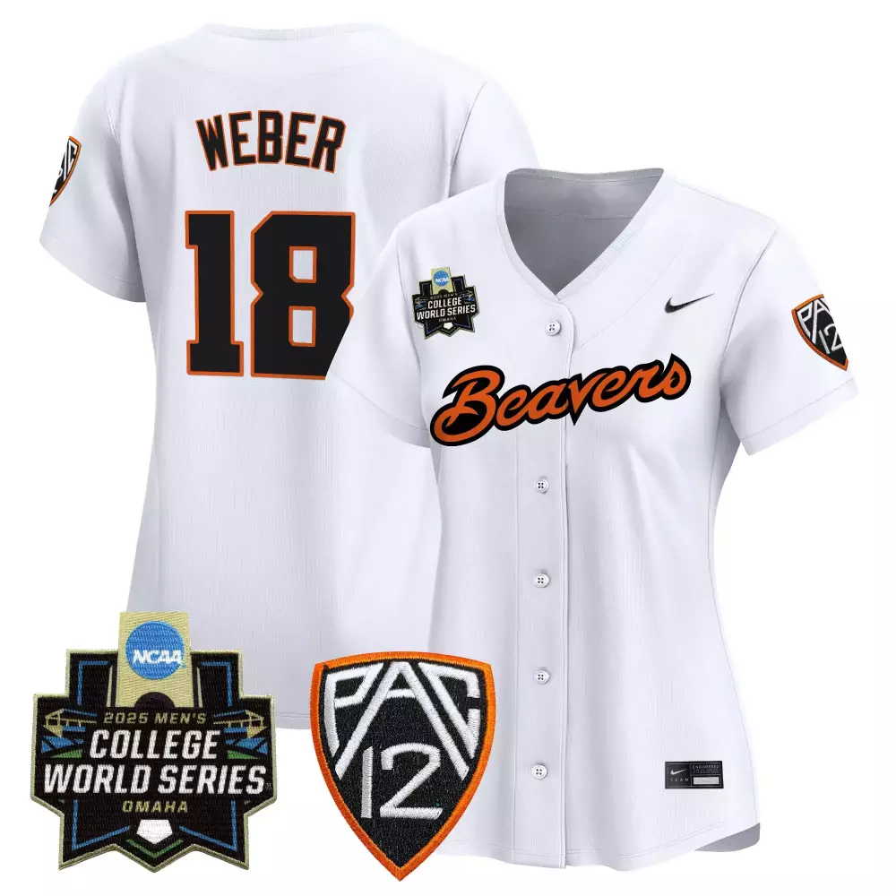 Weber State 18 Jersey White College World Series Oregon Beavers 2025 Women Authentic