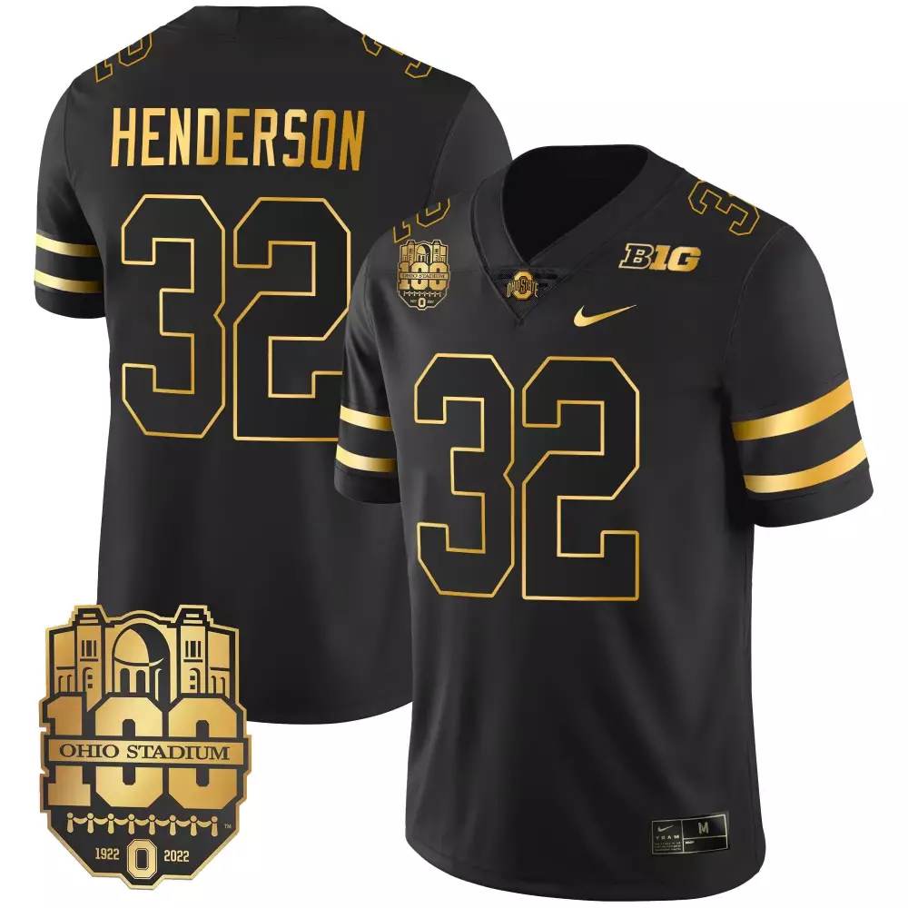 Treveyon Henderson 32 Jersey Black Ohio Stadium 100th Anniversary State Buckeyes 100 1922-2022