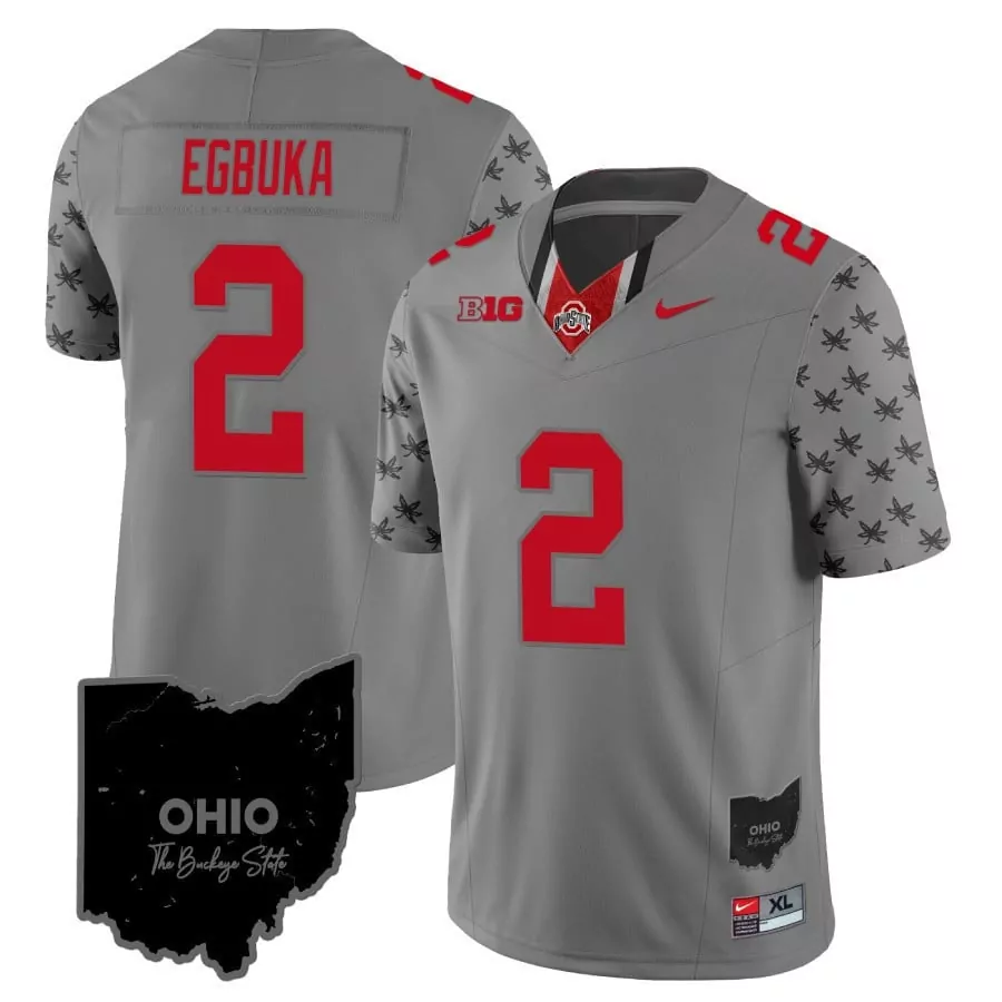 Emeka Egbuka 2 Jersey Gray The Buckeye State Ohio Buckeyes Men Stitched Alternate