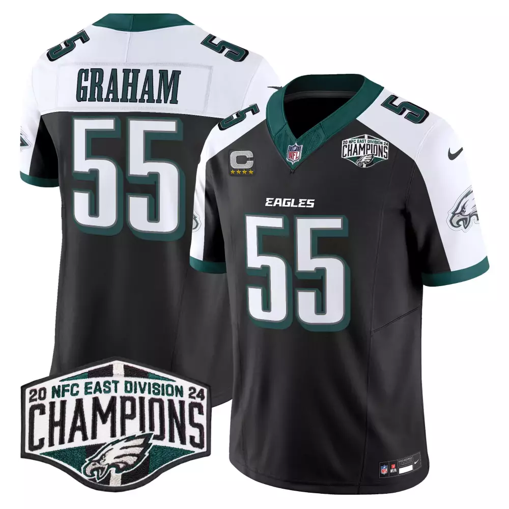 Brandon Graham 55 Eagles Jersey Black 20 NFC East Division 24 Champions Men NFL White