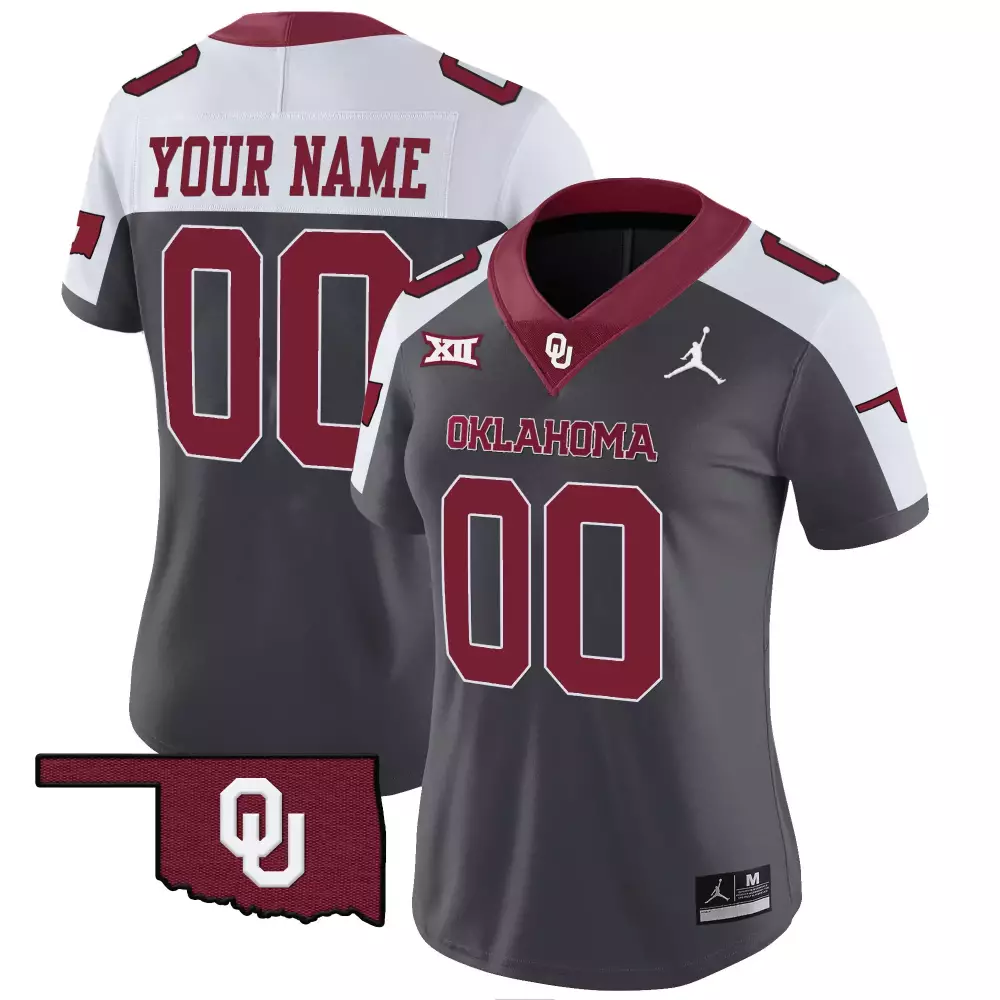 Custom Oklahoma Sooners Jersey Gray Big Women Stitched Alternate Split Design White