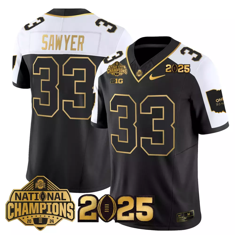 Sawyer 33 Ohio State Buckeyes Jersey Black National Champions Big 10 2024 2025 Men