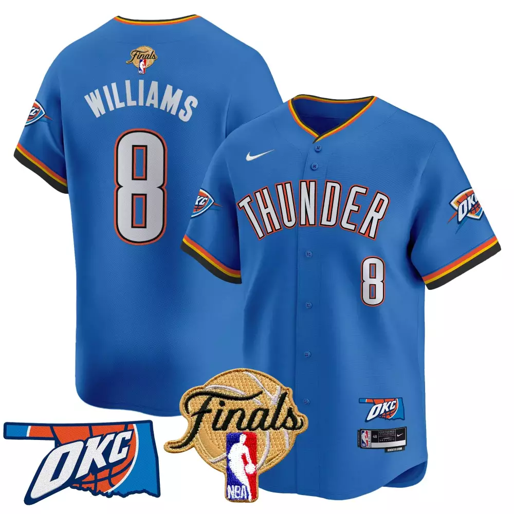 Williams 8 Oklahoma City Thunder Jersey Blue NBA Finals Men Stitched Orange Yellow