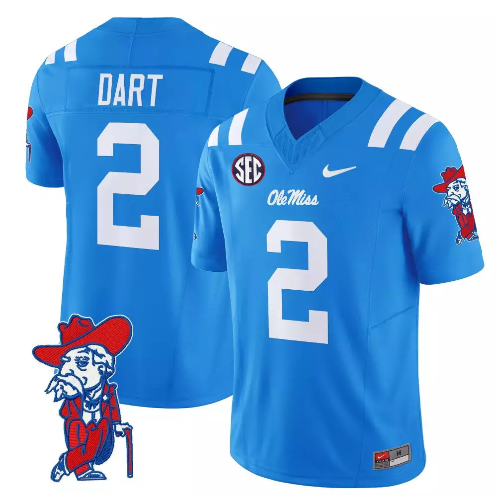Dart Rebels 2 Ole Miss Jersey Blue Colonel Reb Men Replica White Vapor All Stitched