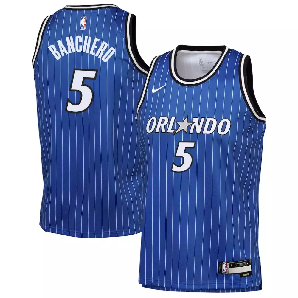 Paolo Banchero 5 Orlando Magic Jersey Blue Men Stitched White Black Icon Swingman